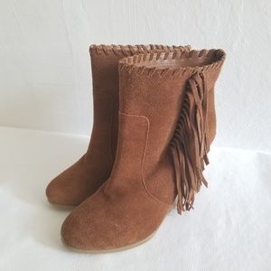 Boho Steve Madden Brown wedge heel suede booties